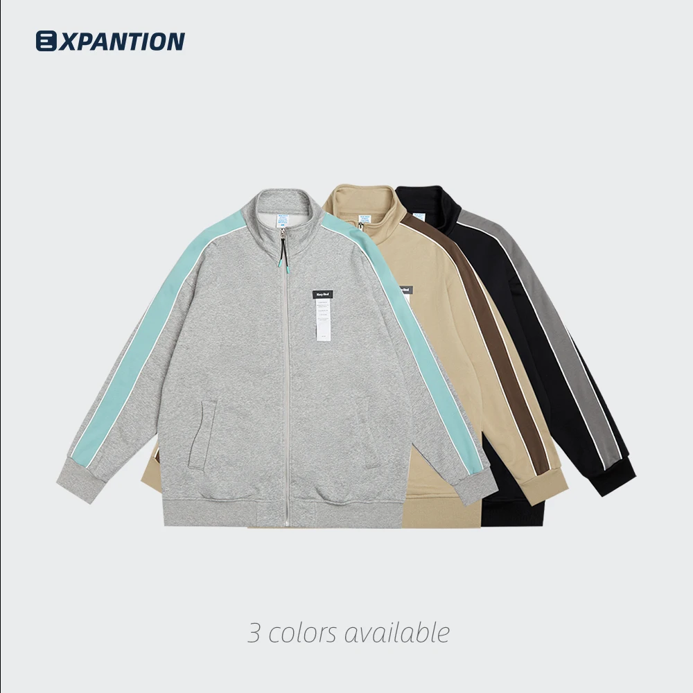 EXP wholesale streetwear hiphop loose casual 330gsm french terry reflective sport hooded winter fleece squid game men jacket