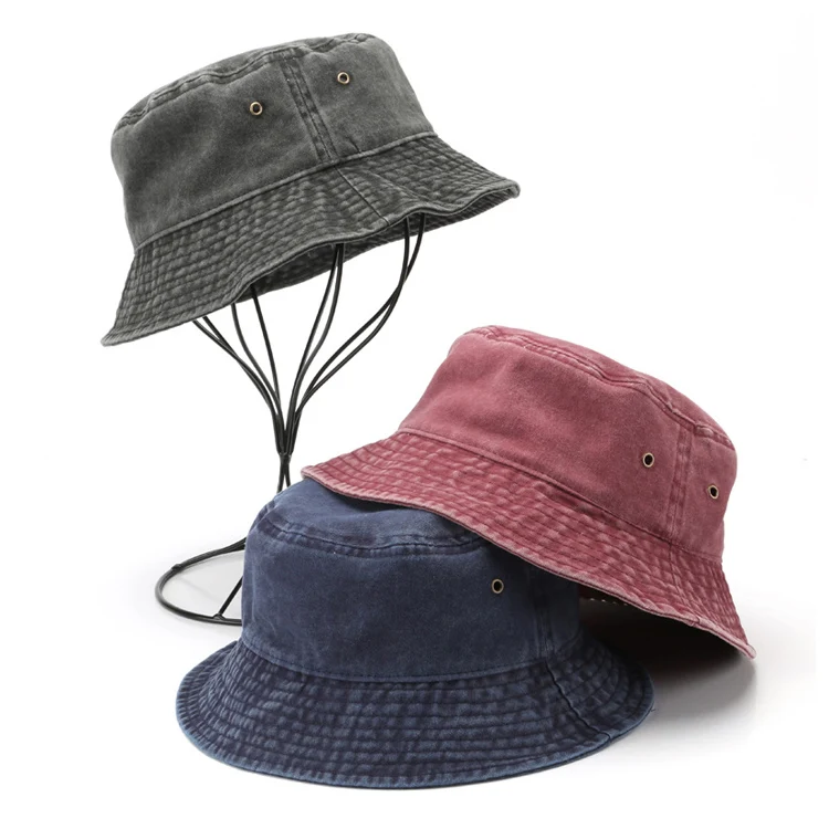 Fashion Washed Denim Bucket Hat Hip Hop Solid Wide Brim Beach Blank Summer Men Hat Fisherman Sun Hat