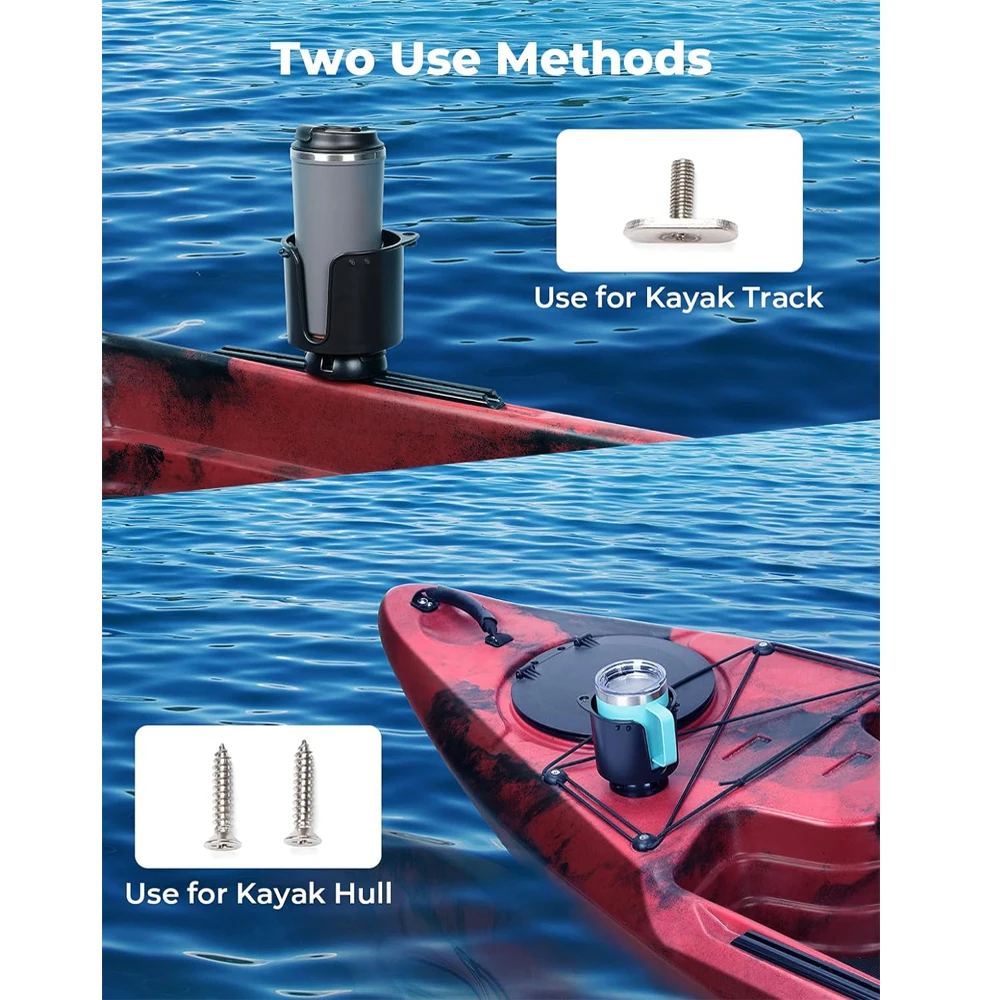 Kayak Cup Holder Drink Holder with Anti-Slip Clips Kayak Bottle Holder with Track Mount Install Fishing Tools Kayak Access