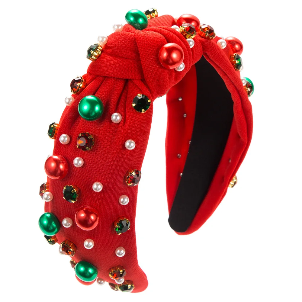 Wholesale Christmas Baroque Fashion Hair Accessories Pearl Hair Band Knot Headband for Women Gifts