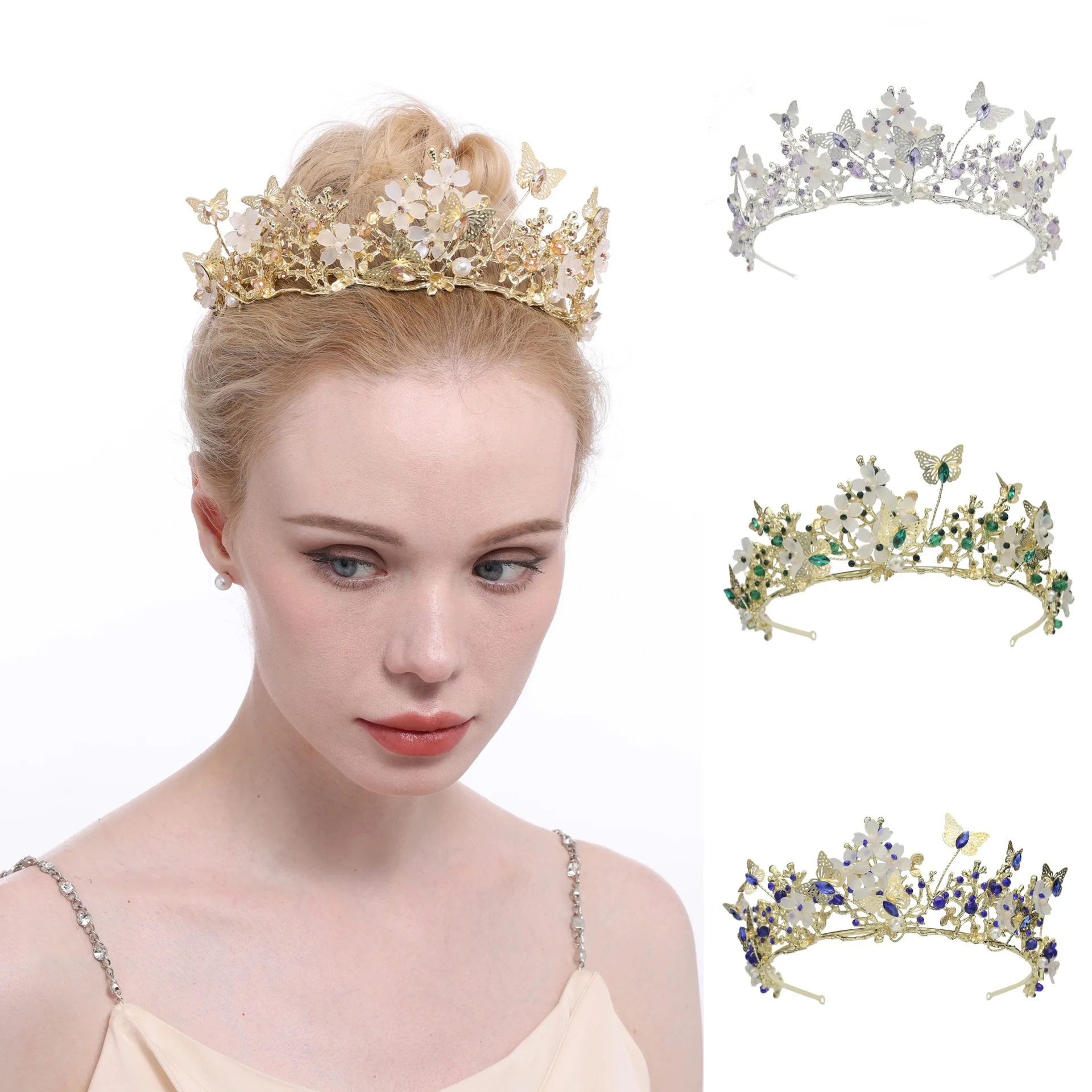 Popular Luxury Bride Crown Hair Accessories Wedding Alloy Crown Decorative Props tiara for bride
