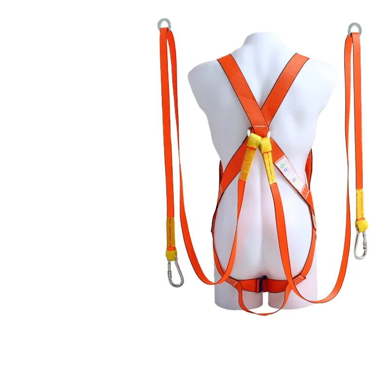 Fall Protection Climbing Roof Full Body 5 D Ring With Lanyard Roof Double Lanyard Safety Harness