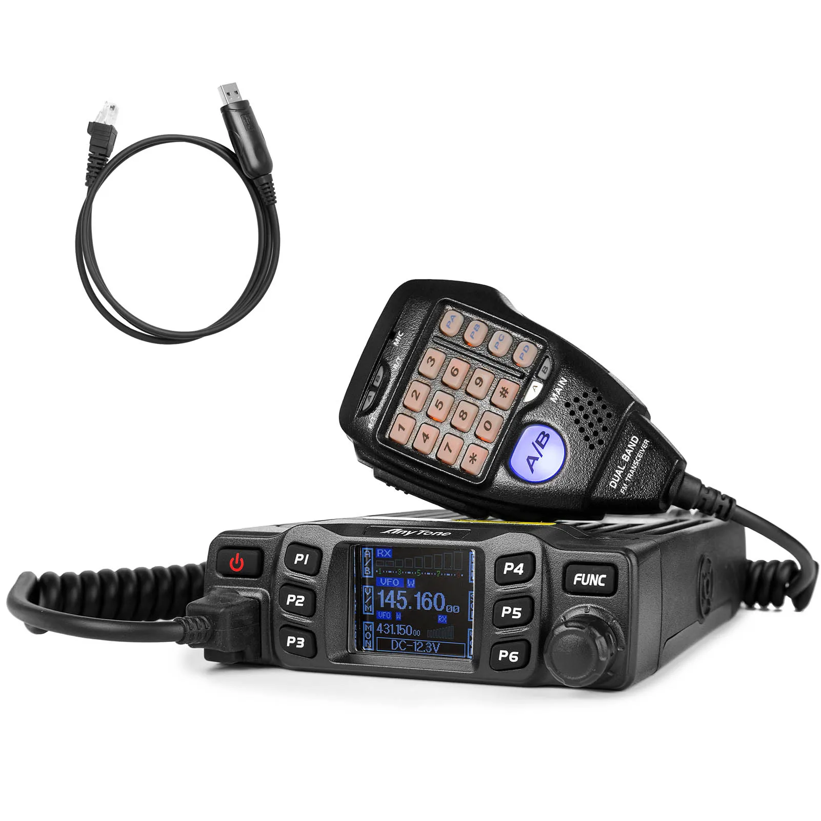 AnyTone AT-778UV II Mobile Ham Radio 25 Watt Mini Dual Band VHF UHF Two Way Radios Compact Amateur Transceiver for Car Vehicle,