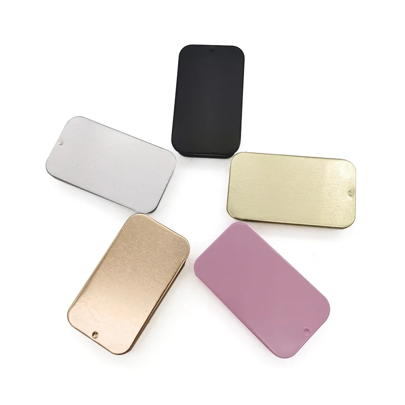 Empty Small Rectangle Pink White Black Mint/cosmetic/brow Soap/solid Perfume/lip Balm Slide Top Metal Tin Case/box/container