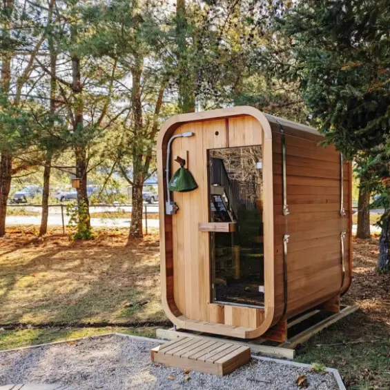 Sauna Factory Direct outdoor mini cube glass sauna with WIFI speaker and Bluetooth controller