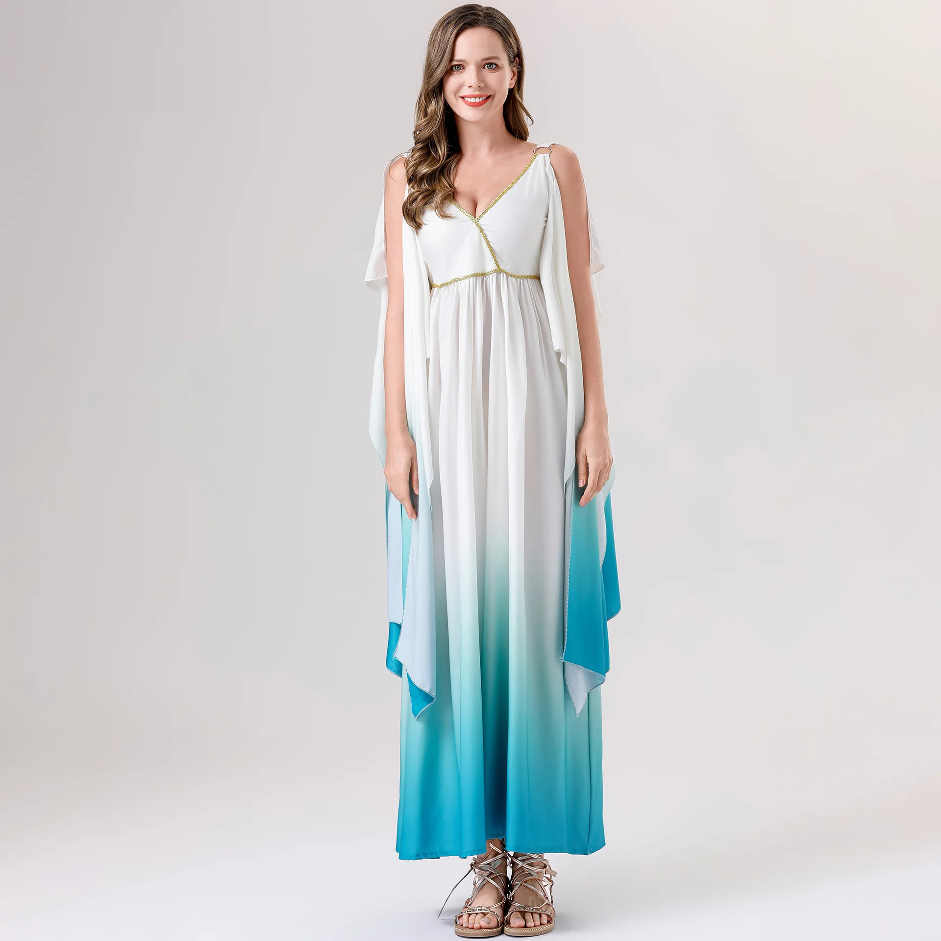 M-xl Medieval Arabian Mythology Princess Cleopatra Halloween Greek Goddess Dress Costume