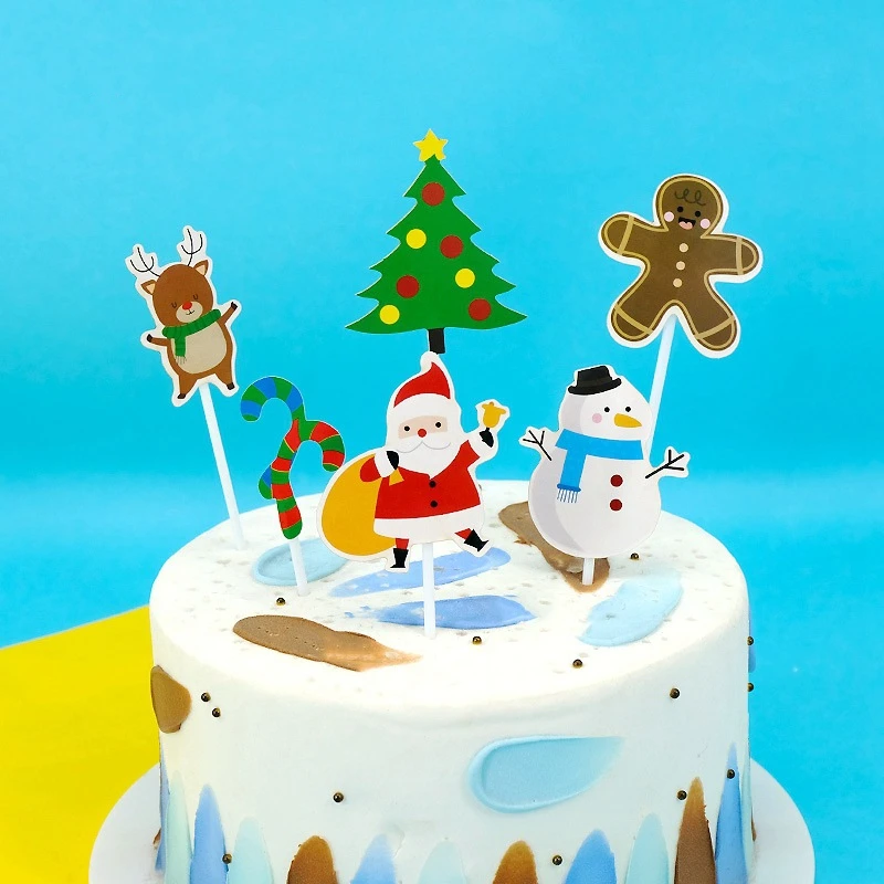 new design Merry Christmas Santa Clause Paper Christmas cake topper Santa themed cake topper for Christmas cakes