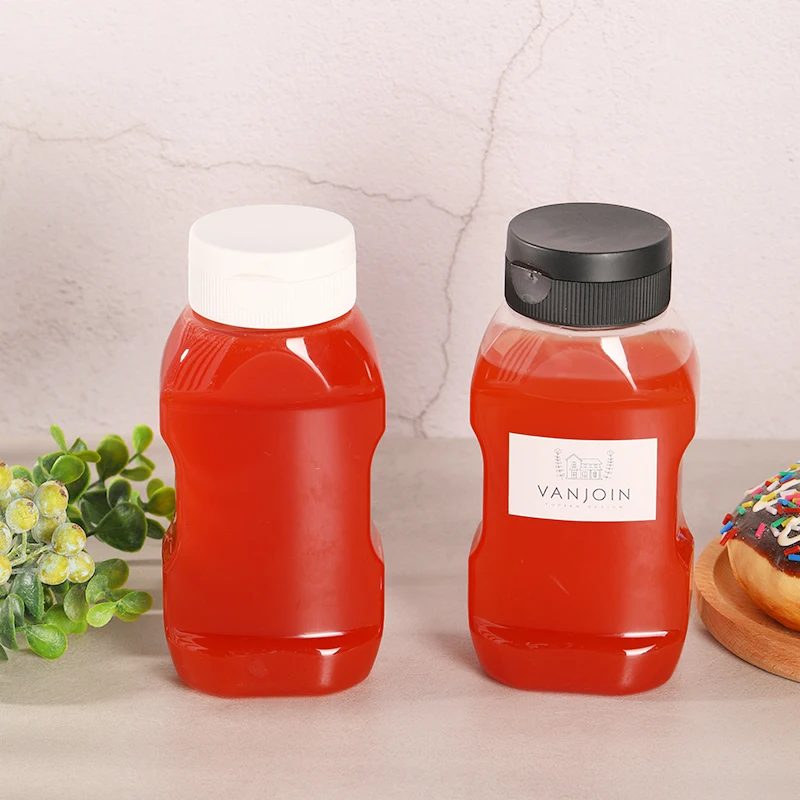 360ml High Quality Clear Refillable PET BBQ Chill Ketchup Tomato Empty Bottle Plastic Sauce Squeeze Bottle with Flip Lid