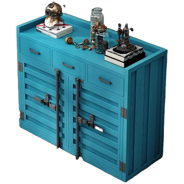 Factory Direct  Customized Industrial Container Cabinet Locker Vintage Storage Side Table Bar Iron Furniture Storage Cabinet