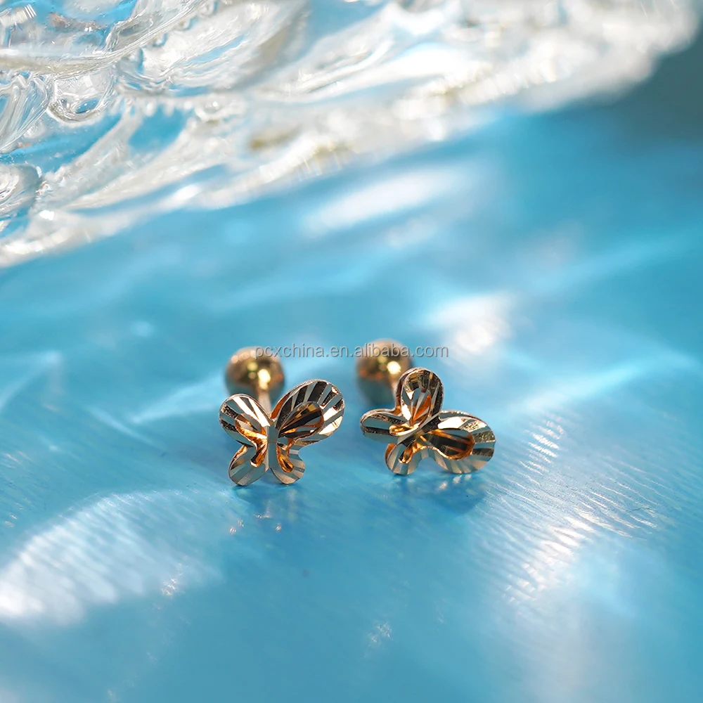 PCX Jewelry 18k Gold Jewelry Butterfly Hoop Earrings 14k 10k Set Stud Drop Earrings Custom logo Trendy Cute Cartoon for Gir