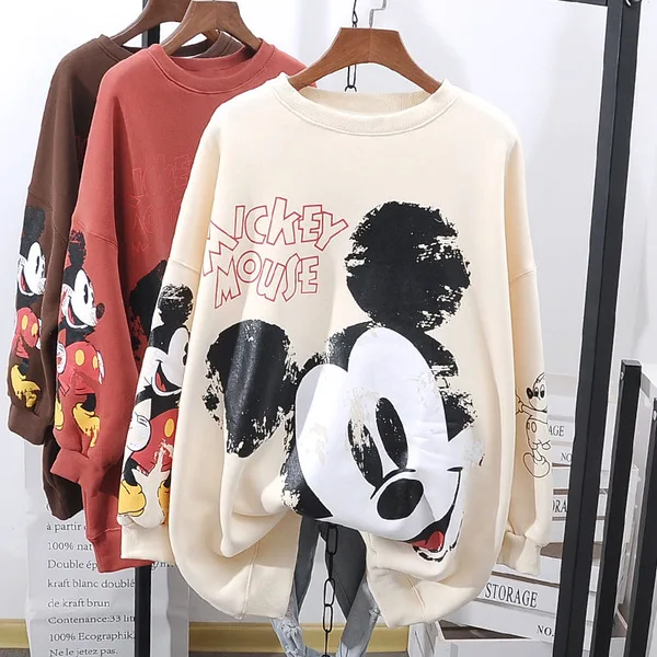 Manufacturers direct Korean version of autumn and winter 2020 new round neck cartoon printed loose sweater for women