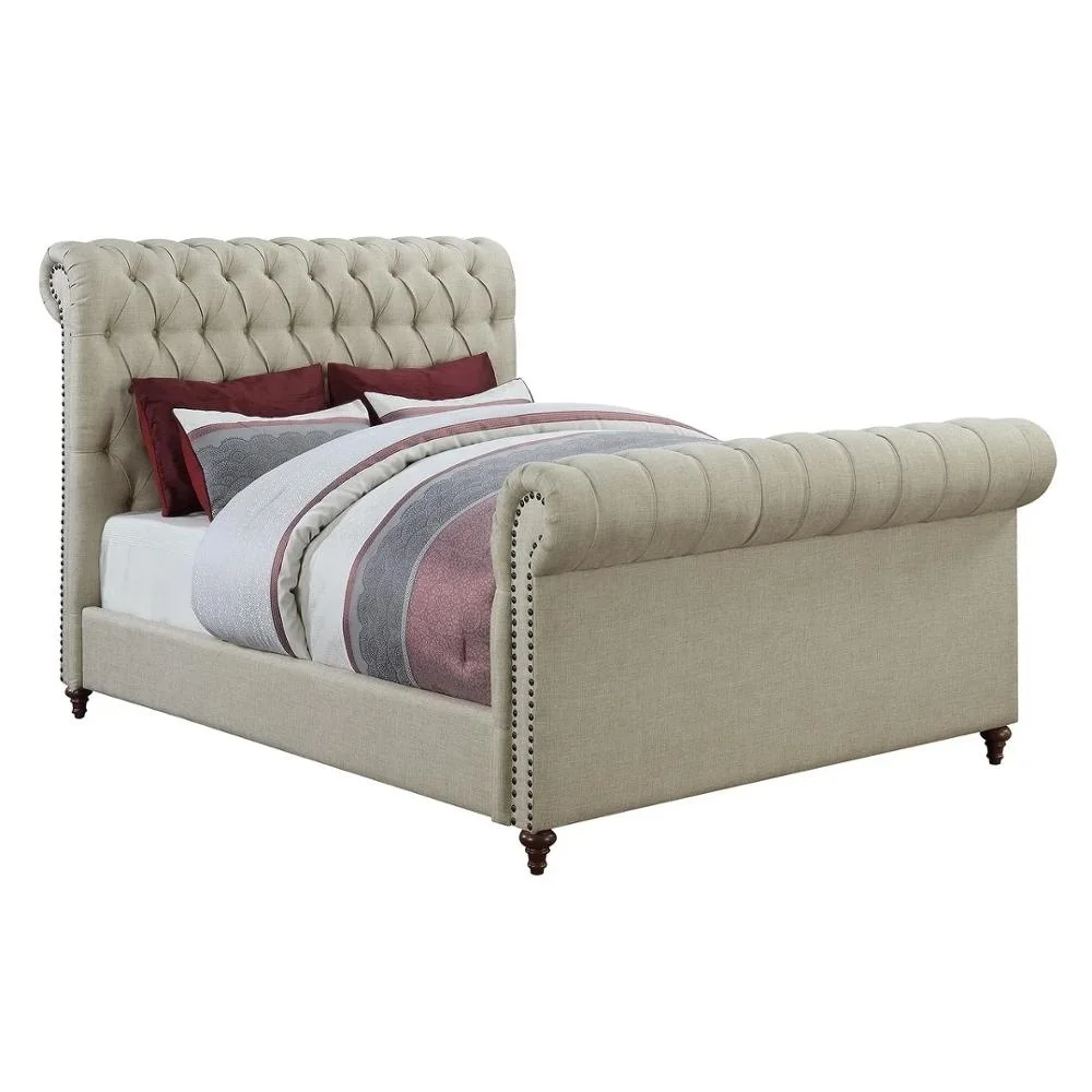 2019 Upholstered king Size Beds Tufted Headboard and Footboard Wooden Beds
