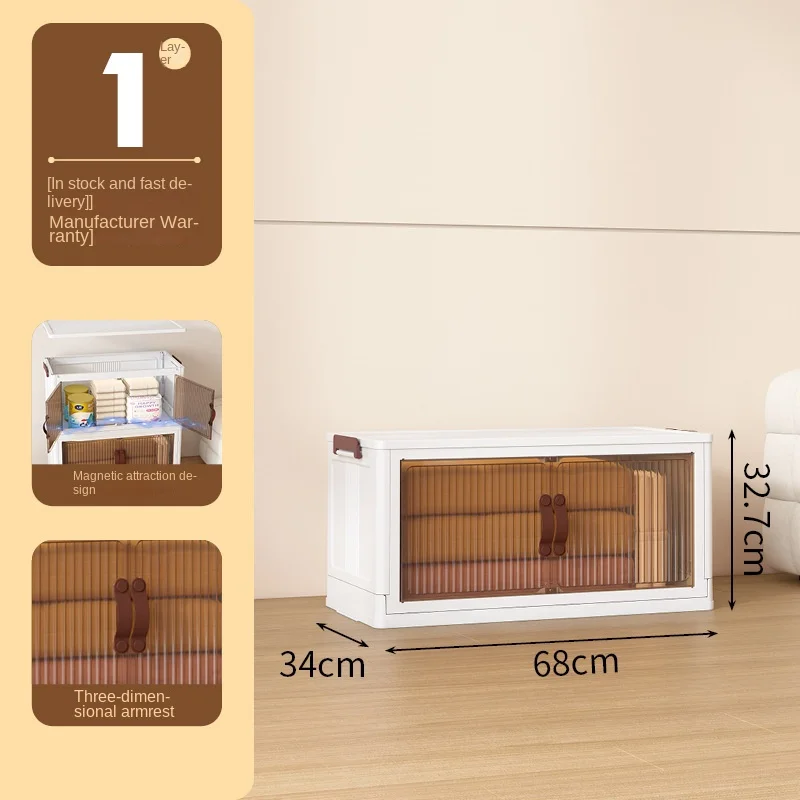 Folding Household Storage Cabinet PP Plastic Snack Storage Features for Living Room Kitchen Student Use Finished Product