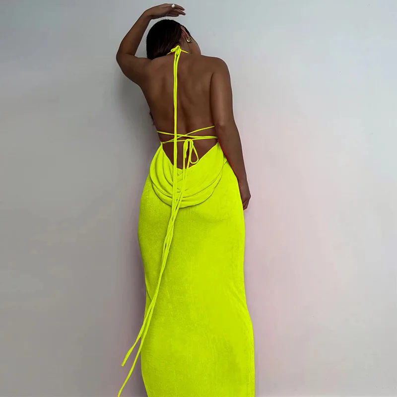 5 Color Ladies Elegant Backless Sexy Spaghetti Straps Prom Long Dress Party Solid Bodycon Open Back Women Maxi Dress Night Club