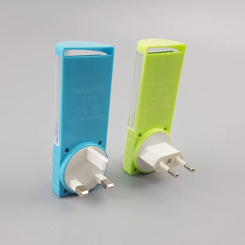 A106 LED Night Light  Sensor Lamp For Home Bedroom EU UK Flat plug  ABS material lamp for hallway