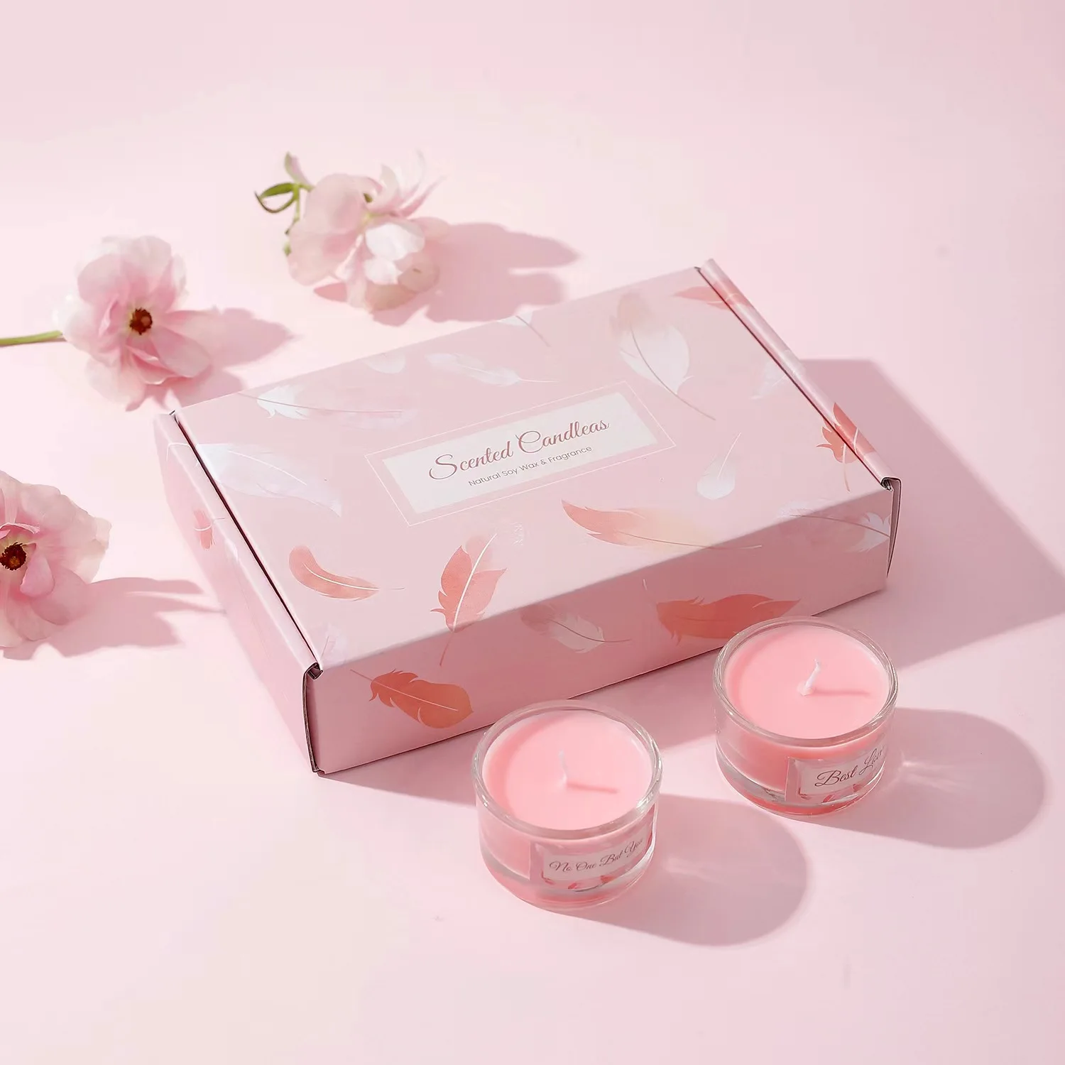 Cherry Blossom Elegance Sakura Candle Scented Candles Pink Soy Wax Candle Gift Set