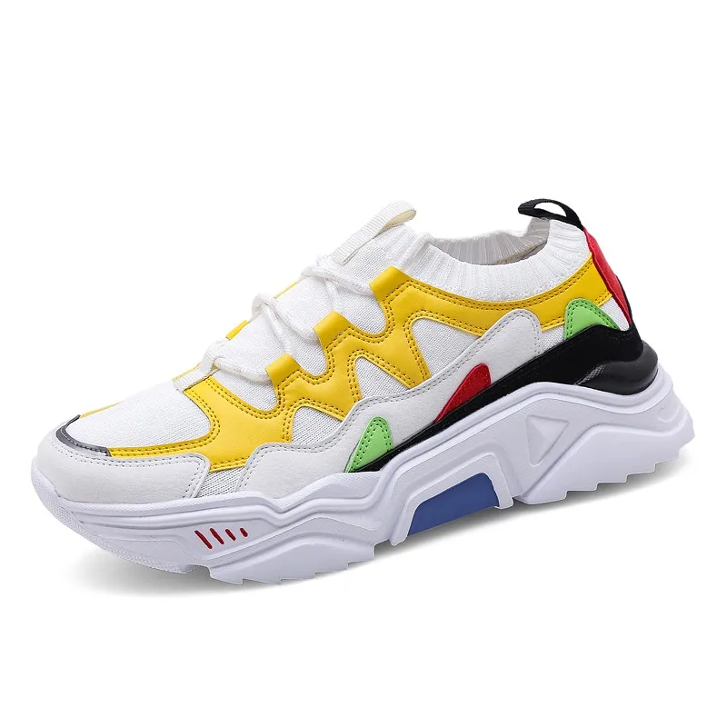 
Four seasons men shoes tide shoes fly knit thick sole socks set sport casual dad shoes socks mouth for men 