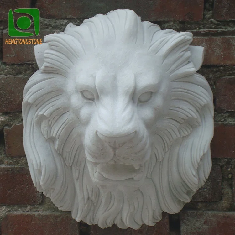 Wall Decorative Marble Lion Head Sculpture