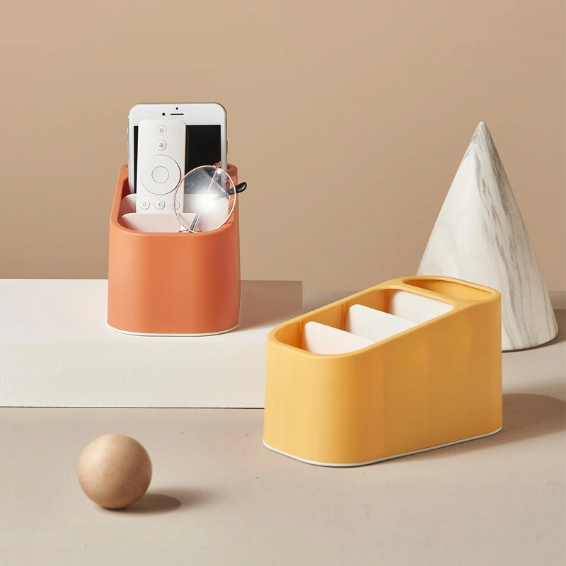 4 Grids Small Desktop Storage Box TV Remote Control and Makeup Brush Sundries Organizer Finishing Container