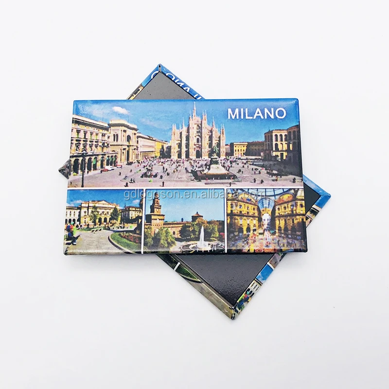 OEM Fashion City Italy Milan Foil Tin Printed Fridge Magnet Souvenir Gift Milano Magnets