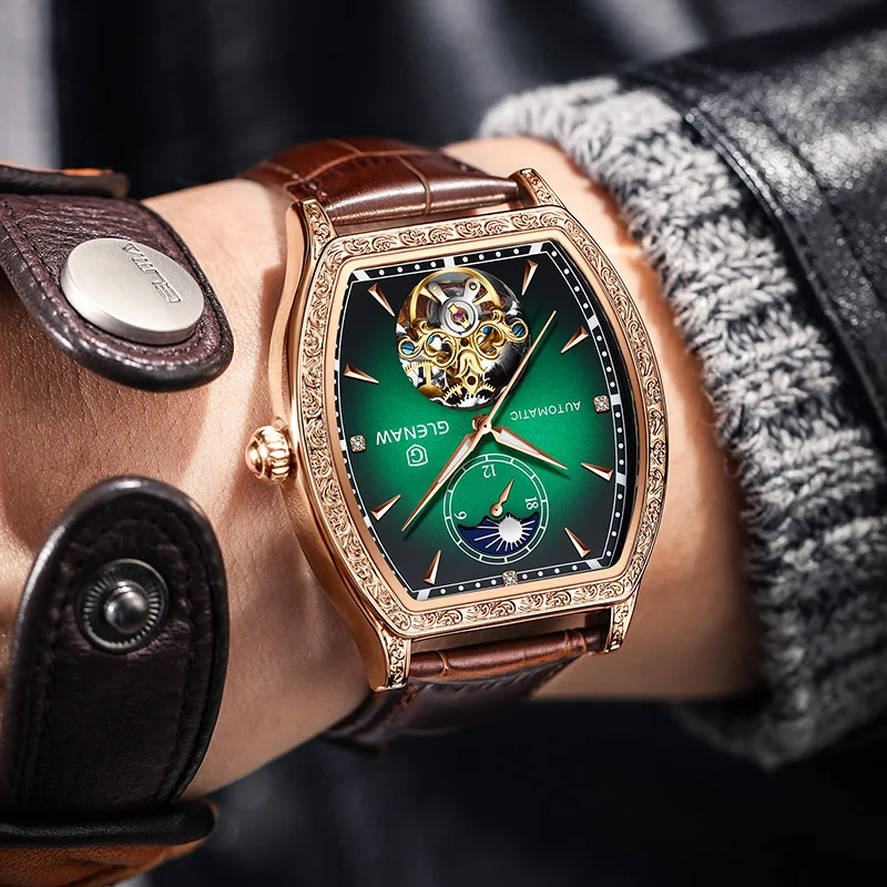 Watch Manufacturer New Arrival Automatic Mechanical Movement Watch High Quality Leather Skeleton Watch Men