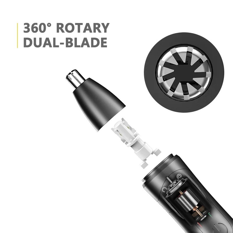 LILIPRO N1-C Electric Nose & Ear Hair Trimmer 9000RPM Stereoscopic Arched Improved Stainless Steel Replaceable Blade