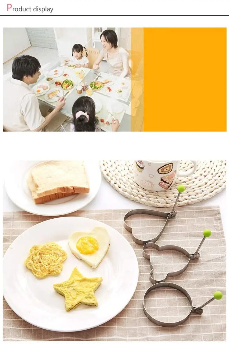 Stainless Steel Fried Egg Mold Rings Shaper Pancake Maker With Handle For Frying Cooking