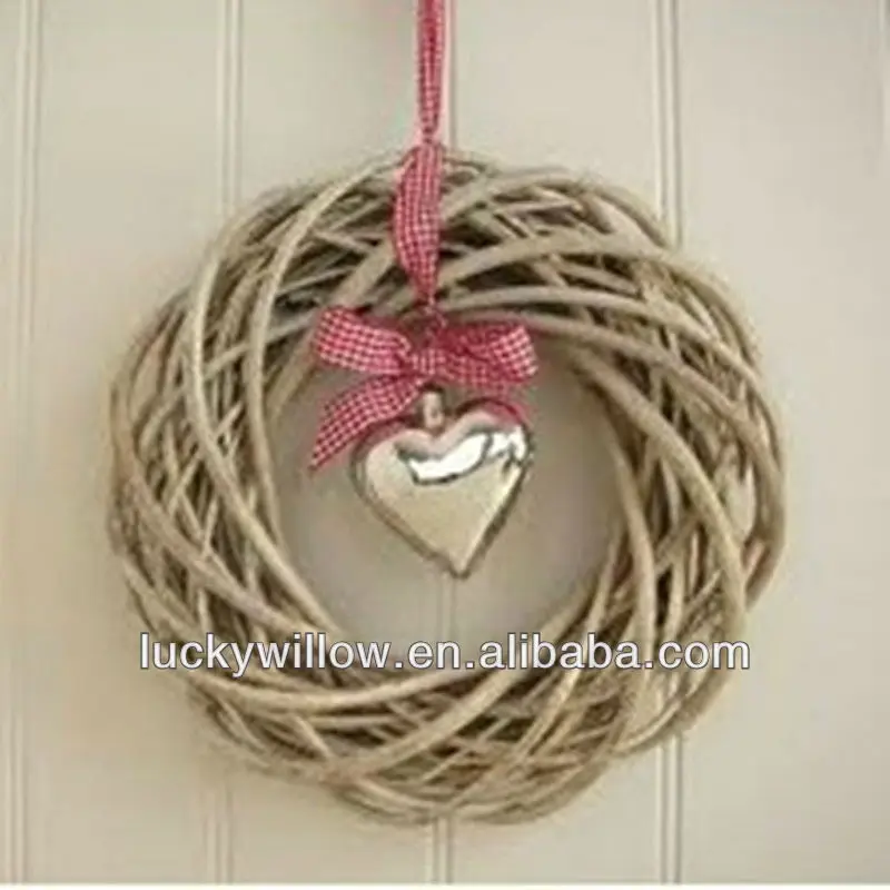 Hot sale white Christmas wicker wreath decoration