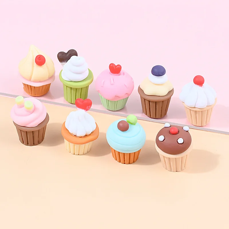 Wholesale Resin Charms Mini Cute Cup Cake For Slime Filler Kid DIY Mobile Phone Hair clip Keychain Decoration Craft