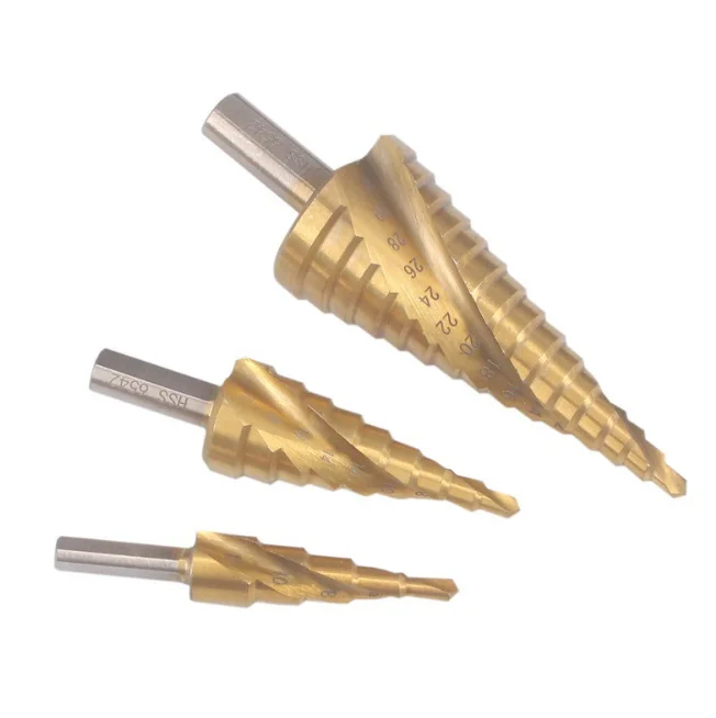 3 pcs Spiral fluted step drill for metal Drilling