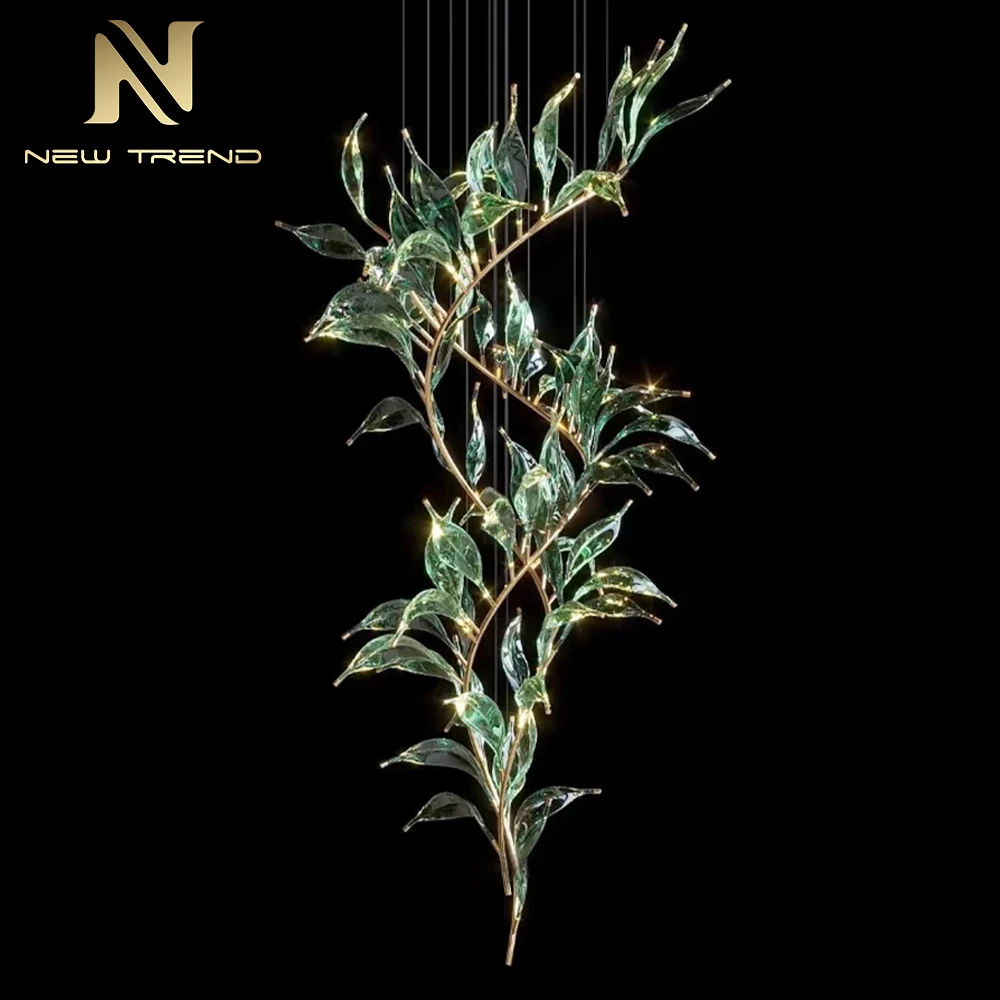 Natural Style Inspired Lamp Indoor Decoration Chandelier Villa Apartment Living Room Branch Leaf Shape LED Hanging Light