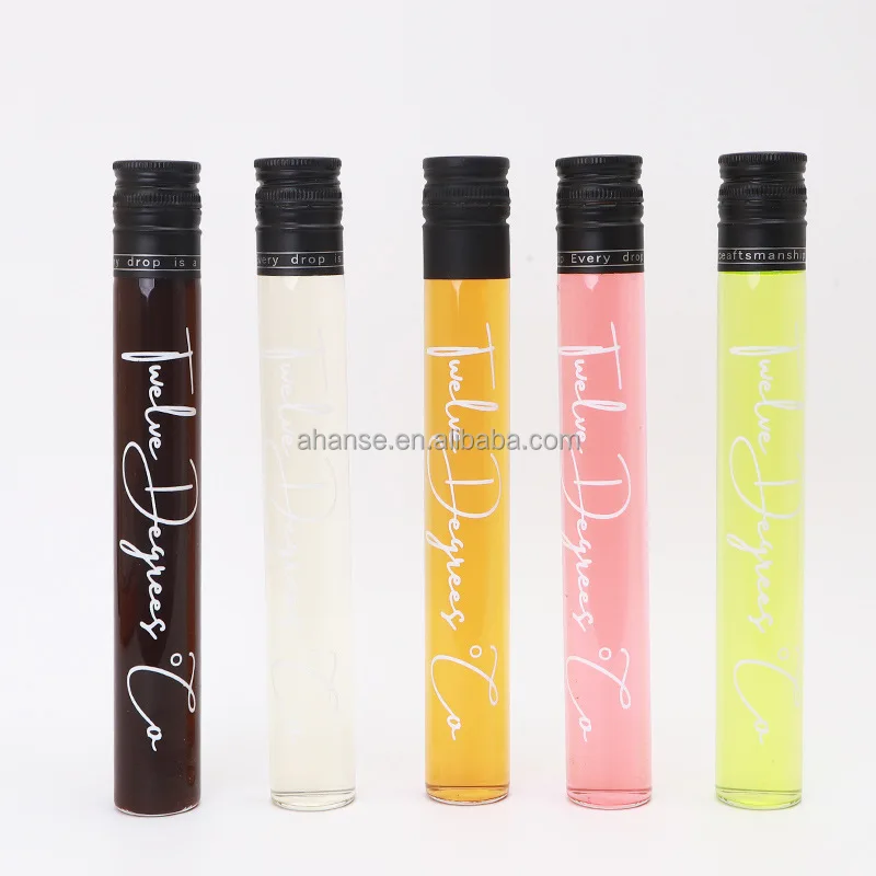Free sample tube Custom print logo luxury spirit liquor packing mini 50ml 100ml liquor bottle for gin wine vodka with ropp cap