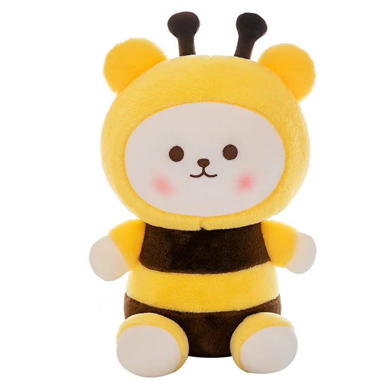 Cute Creative Bee Bear Doll Stuffed Animal Plush Toy Children Comfort Sleeping Doll Claw Machine Doll  Gift Wholesale
