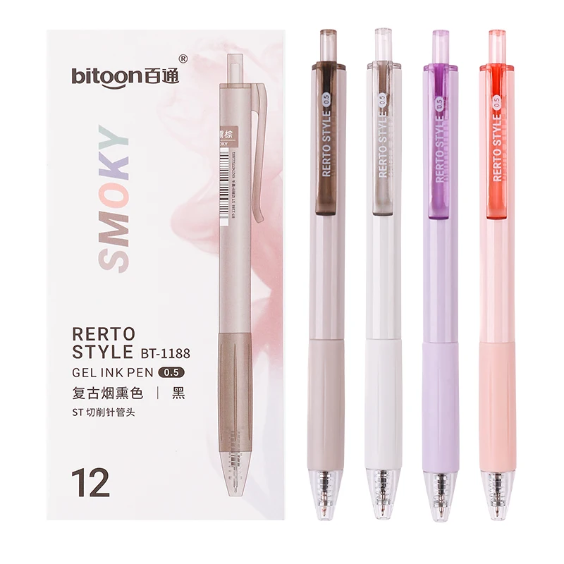 Factory Supplier Eco-Friendly Office Stationery Gel Pen 0.5mm Black Ink Colorful Plastic Shell Retractable Needle Tip
