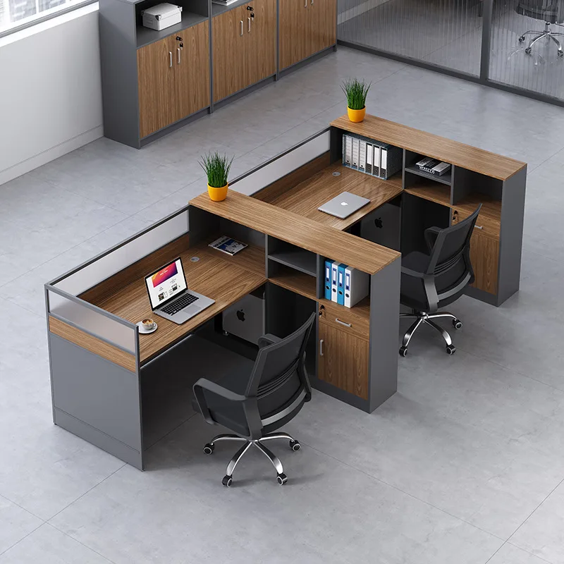 staff workstation for 4 person wooden modular cubicle office desks furniture