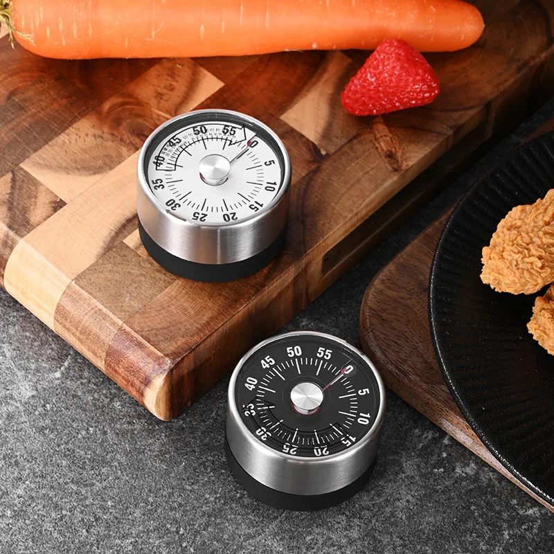 Stainless Steel Chef Cooking Timer With Loud Alarm Magnetic Backing No Batteries Mechanical Dial Cooking Timer