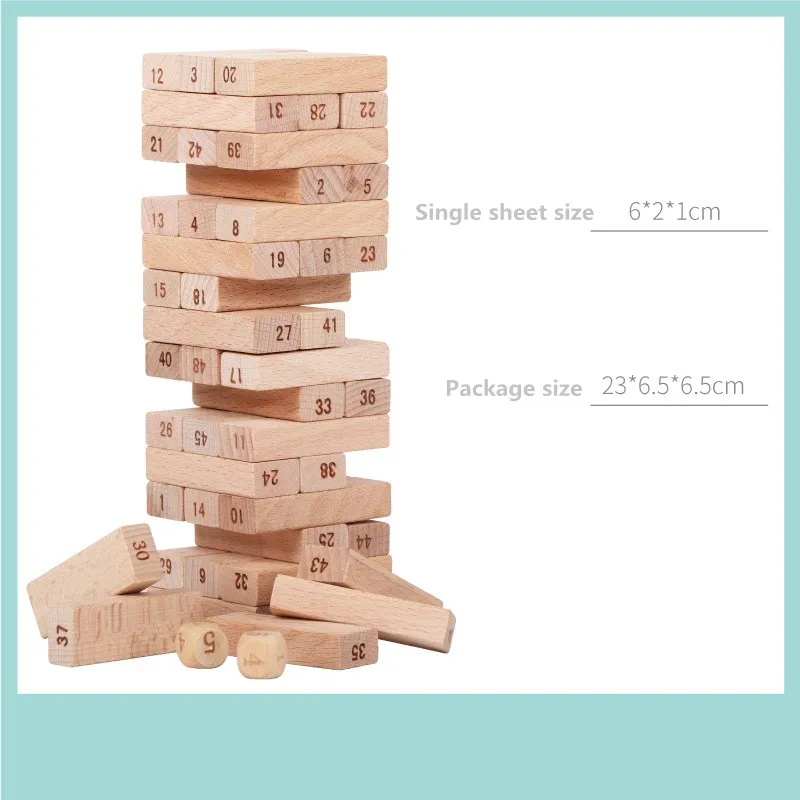 
Natural Beech Wood Timber Jengas Stacking Blocks Tumbling Tower Board Games Wooden Building Blocks Toys Kids 