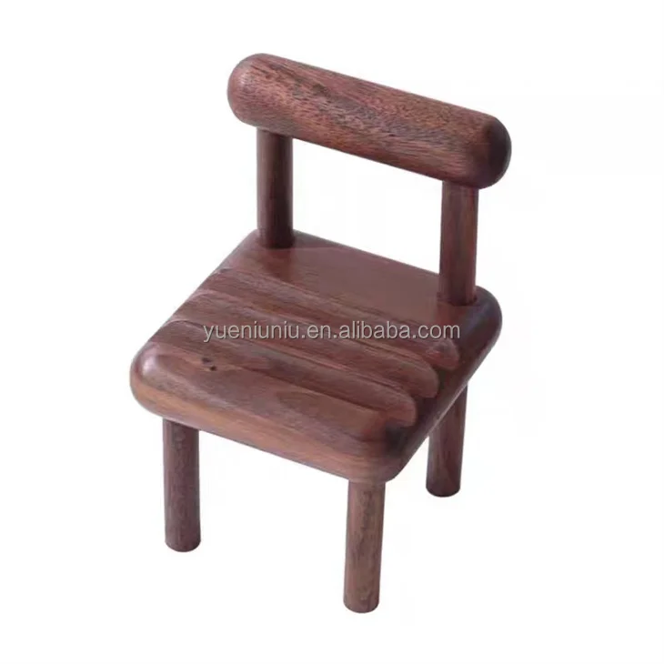 customized walnut Beech desktop lazy phone holder wooden crate chair mobile phone base