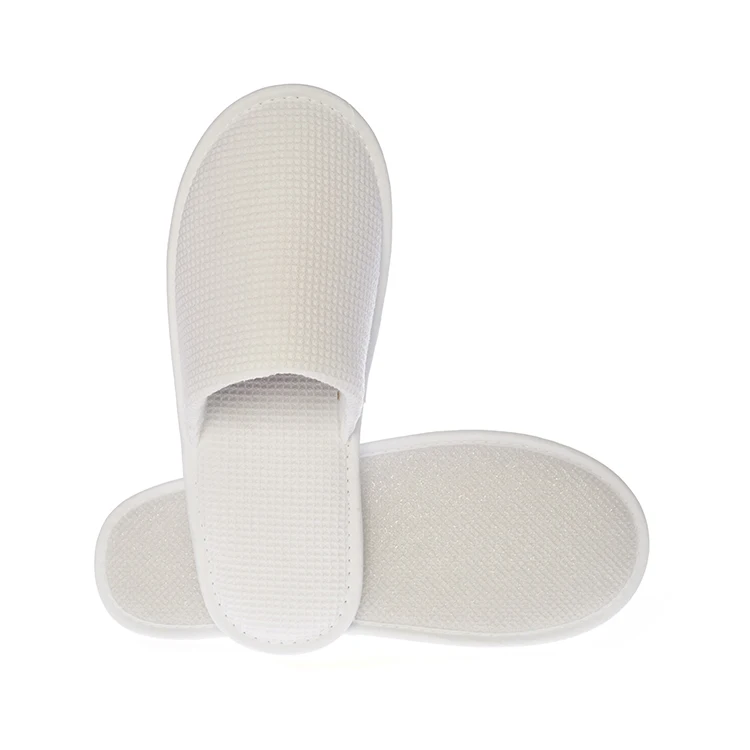 Customized logo white waffle disposable hotel slippers