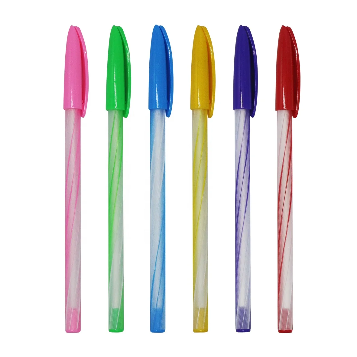Wholesale new design rainbow color smooth writing semi ball pen refill with custom logo