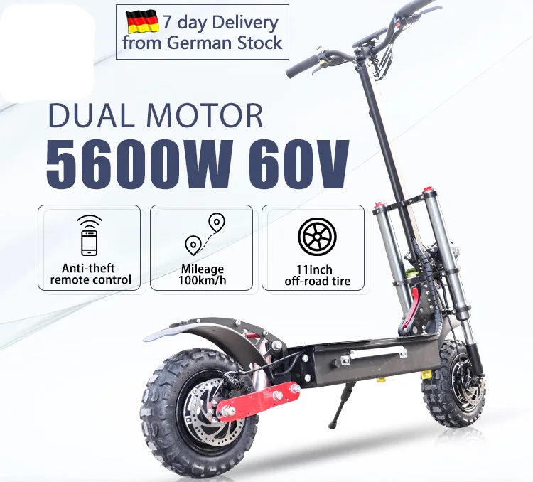 EU Stock  5600W 38Ah Powerful Electrical Scooter Dual Motor Foldable 11Inch E Scooters 85km/h Fat Tire Off Road Electric Scooter