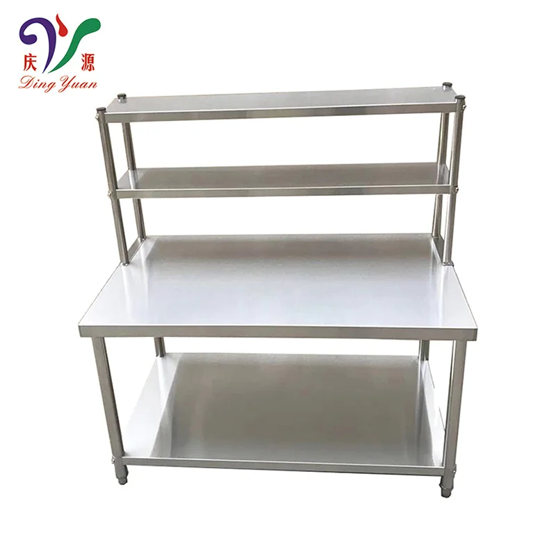 Industrial Heavy Duty Work Bench Solid Metal Working Tables Top Shelves Kitchen Work Table
