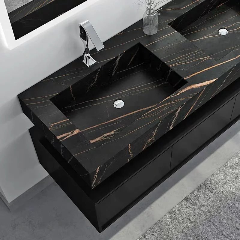 Italian porcelain counter-top ceramic basin Cabinet Sintered Surface Stone Couter-tops Bathroom Vanity