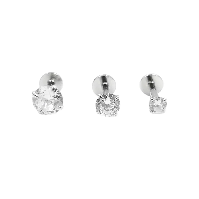
925 Sterling Silver Labret Stud Ring Ear Tragus Cartilage Lip Earrings Body Piercing Jewelry 