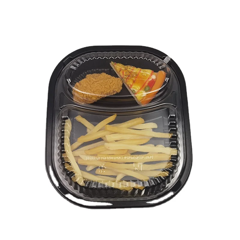 1/2/3 compartment pp plastic customized disposable food tray, microwave heating, takeout lunch box with transparent cover