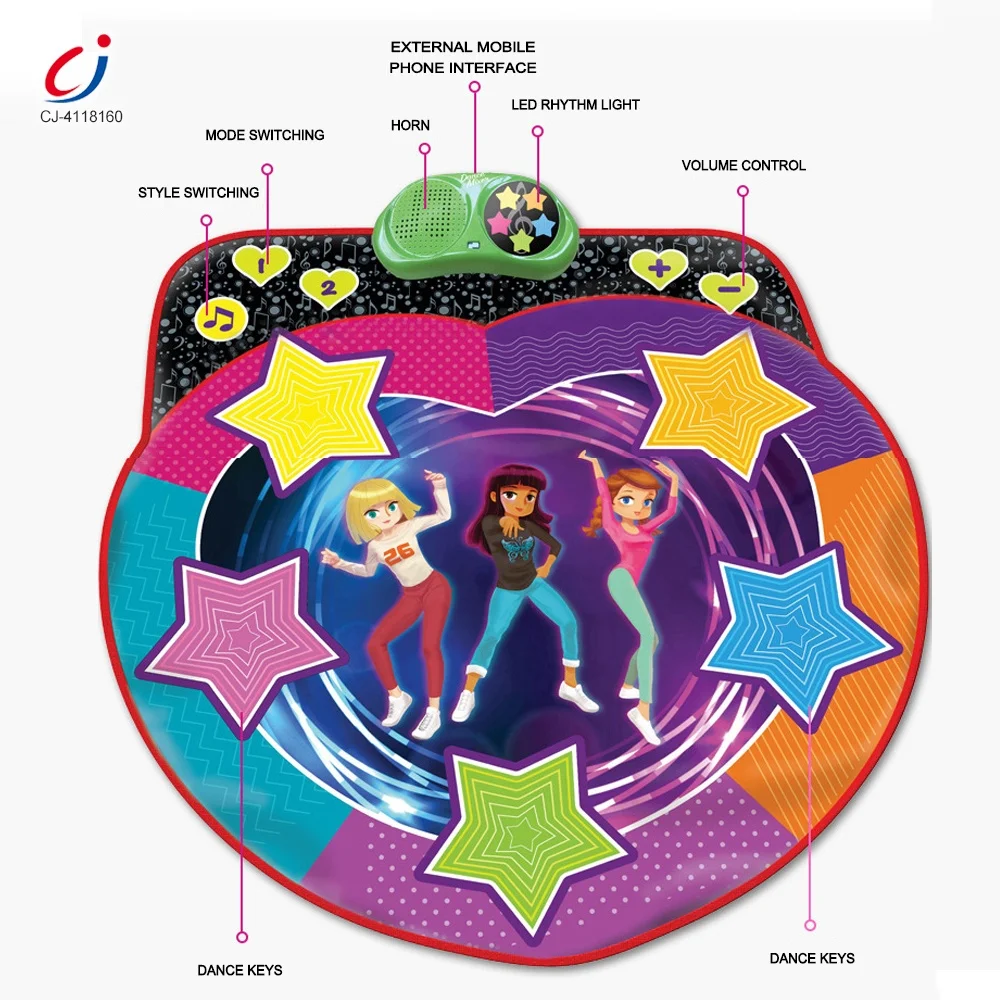 Chengji dancing challenge mat kids big star luminous light up baby 5 Levels piano musical touch carpet 2 modes dance mat games
