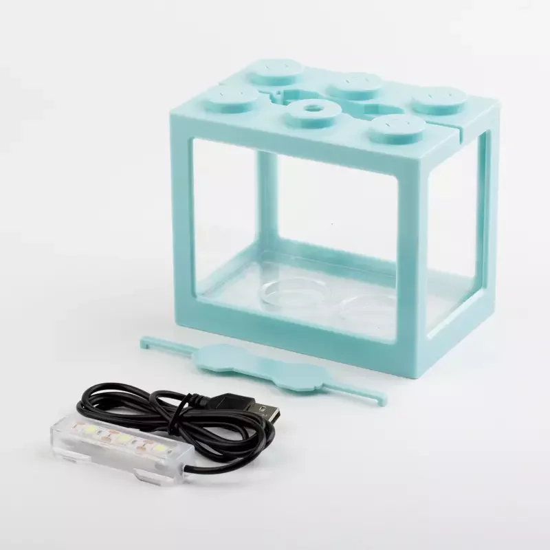 Creative Overlay Betta Fish Tank USB LED Lights Mini Fish Tanks Desktop Micro Landscape Fish Tank Aquarium