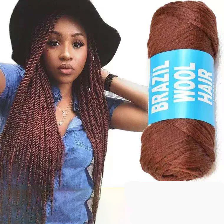 Плетеные волосы 100% акрил, оптовые поставщики, красивые натуральные волосы 70 г, Бразильская шерстяная пряжа для парика