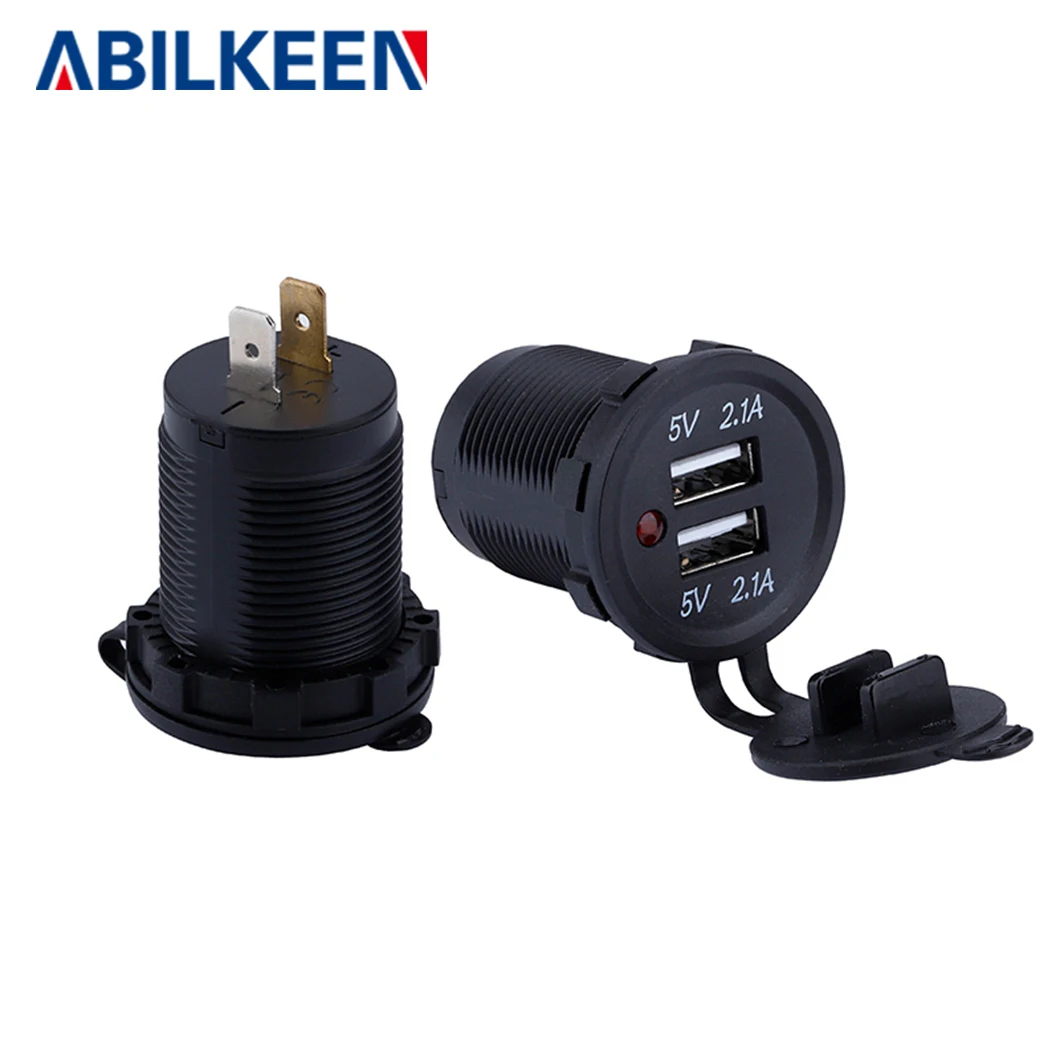 4.2A Double USB Panel Mount 12V 5V 1A 2.1A weatherproof power socket marine Electric Dual Twin USB Car Charger For Mobile Phone