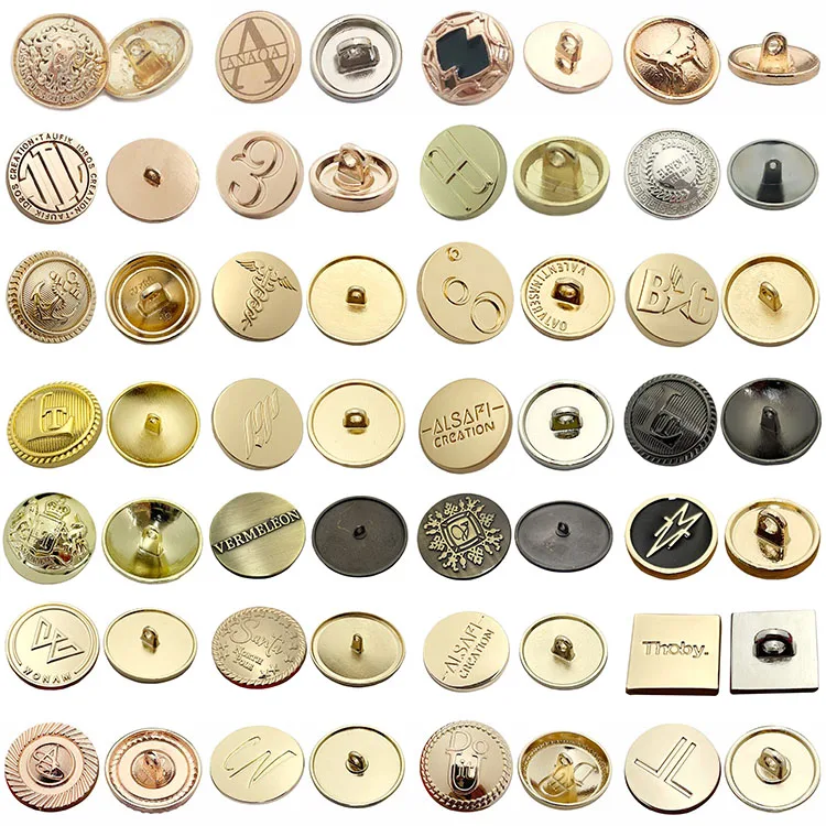 15 days delivery customized laser logo making silver logo engraved metal shank button for garment